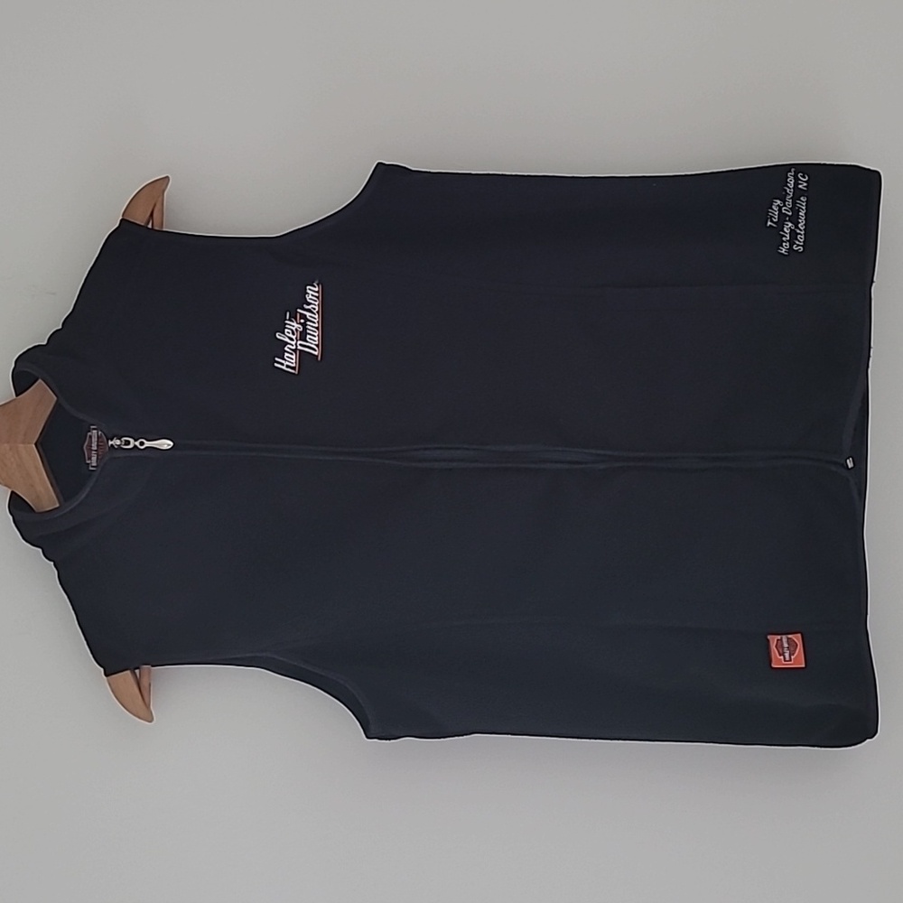 Harley Davidson Vest Black Fleece Zip Front Ladies Size large Bikercore